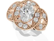 Heart-Shaped Vintage Floral Halo Engagement Ring Setting | Engraved Milgrain Band | Rose Gold