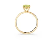 Fancy Yellow Oval Cut Diamond Solitaire Engagement Ring Set in Yellow gold with Thin Band and Prong Setting
