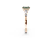 Emerald Cut Tapered Baguette Engagement Ring Setting for a Fancy Green Lab-Grown Diamond | Rose Gold