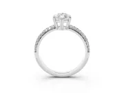 Marquise Three Row Pave Solitaire Engagement Ring Setting | Double Claw Prongs | Sterling Silver
