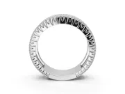 Round Lab-Grown Diamond Wide Pavé Wedding Band | Milgrain Edges | Platinum