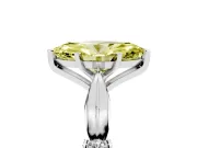 Fancy Yellow Marquise Cut Diamond Solitaire Twisted Band Ring Set in Silver with Accent Stones and Prong Setting