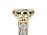 Cushion Cut Halo Engagement Ring Setting for a Fancy Green Lab-Grown Diamond | Graduated Channel Band | Yellow Gold