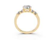 Round Five Stone Engagement Ring Setting | Prong-Set Side Stones | Yellow Gold