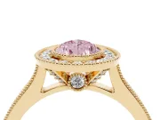 Pear-Shaped Vintage Milgrain Halo Engagement Ring Setting for a Fancy Pink Lab-Grown Diamond | Bezel Head | Yellow Gold
