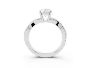 Oval Crossover Pave Solitaire Engagement Ring Setting | Twisted Shoulders | Platinum