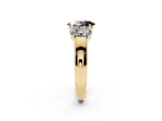 Oval Three Stone Engagement Ring Setting for a Black Center | Touching Side Stones | Yellow Gold