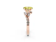 Fancy Yellow Oval Cut Diamond Solitaire Ring Set in Rose gold with Marquise Twist Band and Prong Setting