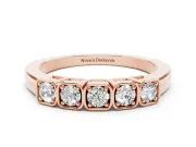 Five-Stone Round Diamond Band Set in Rose gold with Bezel Setting