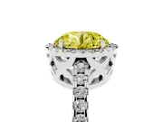 Round Pave Halo Engagement Ring Setting for a Fancy Yellow Lab-Grown Diamond | White Gold