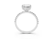 Princess Cut Pave Solitaire Engagement Ring Setting | Double Claw Prongs | White Gold