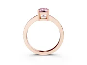 Fancy Pink Emerald Cut Diamond Solitaire Ring Set in Rose gold with Prong Head and Smooth Polished Band