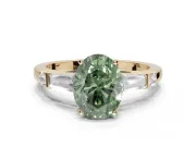 Oval Tapered Baguette Engagement Ring Setting for a Fancy Green Lab-Grown Diamond | Yellow Gold