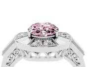 Oval Milgrain Sectioned Halo Engagement Ring Setting for a Fancy Pink Lab-Grown Diamond | Platinum