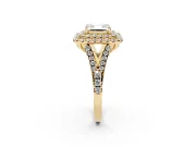 Asscher Cut Halo Split Shank Engagement Ring Setting | Yellow Gold
