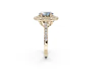 Oval Double Halo Engagement Ring Setting for a Fancy Blue Lab-Grown Diamond | Pave Shoulders | Yellow Gold
