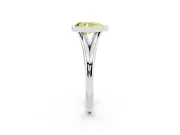 Fancy Yellow Bezel Set Pear Cut Diamond Solitaire Ring Set in White gold with Tapered Band