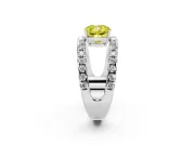 Cushion Cut Wide Open Split Shank Engagement Ring Setting for a Fancy Yellow Lab-Grown Diamond | Pavé Strands | Platinum