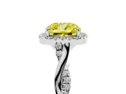 Cushion Cut Halo Engagement Ring Setting for a Fancy Yellow Lab-Grown Diamond | Pavé Twist Band | Sterling Silver