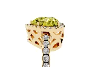 Heart-Shaped Pave Halo Engagement Ring Setting for a Fancy Yellow Lab-Grown Diamond | Yellow Gold