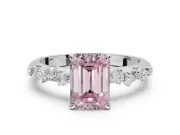 Emerald Cut Graduated Solitaire Engagement Ring Setting for a Fancy Pink Lab-Grown Diamond | Platinum