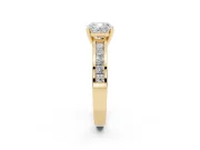 Cushion Cut Diamond Solitaire Ring Set in Yellow gold with Channel-Set Band and Prong Setting