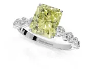Radiant Cut Graduated Side Stone Engagement Ring Setting for a Fancy Yellow Lab-Grown Diamond | White Gold