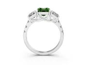 Asscher Cut Three Stone Engagement Ring Setting for a Fancy Green Lab-Grown Diamond | Accented Shoulders | Platinum