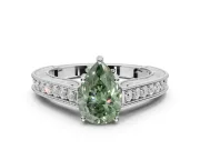 Pear-Shaped Vintage Pavé Engagement Ring Setting for a Fancy Green Lab-Grown Diamond | Sterling Silver