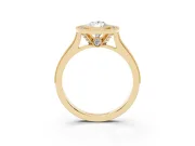 Pear-Shaped Vintage Milgrain Halo Engagement Ring Setting | Bezel Head | Yellow Gold