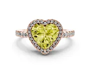 Heart-Shaped Pave Halo Engagement Ring Setting for a Fancy Yellow Lab-Grown Diamond | Rose Gold