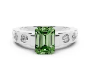 Emerald Cut Tension Style Engagement Ring Setting for a Fancy Green Lab-Grown Diamond | Sterling Silver