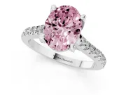 Oval Hidden Halo Engagement Ring Setting for a Fancy Pink Lab-Grown Diamond | Claw Prongs | Platinum