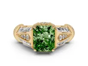 Radiant Cut Vintage Milgrain Engagement Ring Setting for a Fancy Green Lab-Grown Diamond | Hidden Halo | Yellow Gold