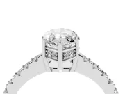 Marquise Hidden Halo Solitaire Engagement Ring Setting | Shared Prong Band | Platinum