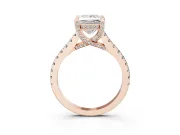 Princess Cut Hidden Halo Pave Engagement Ring Setting | Claw Prongs | Rose Gold