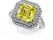 Asscher Cut Halo Engagement Ring Setting for a Fancy Yellow Lab-Grown Diamond | Platinum - Design NV-24799