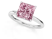Princess Cut Hidden Halo Ring Setting for a Fancy Pink Lab-Grown Diamond | Sterling Silver