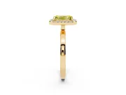 Emerald Cut Thin Halo Engagement Ring Setting for a Fancy Yellow Lab-Grown Diamond | Plain Polished Band | Yellow Gold