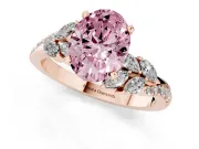 Oval Floral Side Stone Engagement Ring Setting for a Fancy Pink Lab-Grown Diamond | Rose Gold