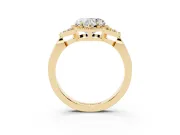 Heart Cut Diamond Milgrain Solitaire Ring Set in Yellow gold with Tapered Pavé Band and Prong Setting