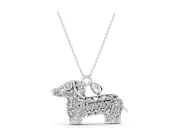 Round Lab-Grown Diamond Dachshund Pendant Necklace | Bell Charm | White Gold