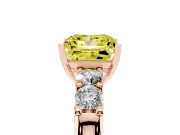Fancy Yellow Princess Cut Diamond Five-Stone Prong Set Engagement Ring Set in Rose gold with Channel Band