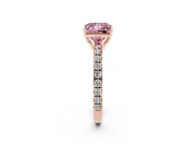 Princess Cut Pave Engagement Ring Setting for a Fancy Pink Lab-Grown Diamond | Shared Prong Band | Rose Gold