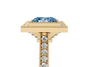 Princess Cut Vintage Milgrain Halo Engagement Ring Setting for a Fancy Blue Lab-Grown Diamond | Bezel Head | Yellow Gold