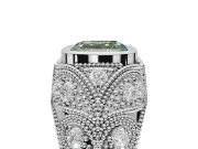 Asscher Cut Vintage Bezel Engagement Ring Setting for a Fancy Green Lab-Grown Diamond | Platinum