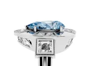 Pear-Shaped Milgrain Sectioned Halo Engagement Ring Setting for a Fancy Blue Lab-Grown Diamond | Platinum