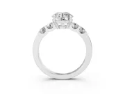Round Five Stone Engagement Ring Setting | Prong-Set Side Stones | White Gold