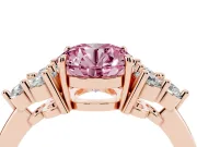 Round Cluster Side Stone Engagement Ring Setting for a Fancy Pink Lab-Grown Diamond | Rose Gold