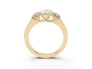 Oval Three Stone Engagement Ring Setting | Touching Side Stones | Yellow Gold